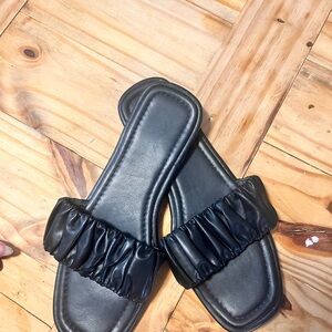 2 for 15 Black Ruffled Women's Slide Sandals